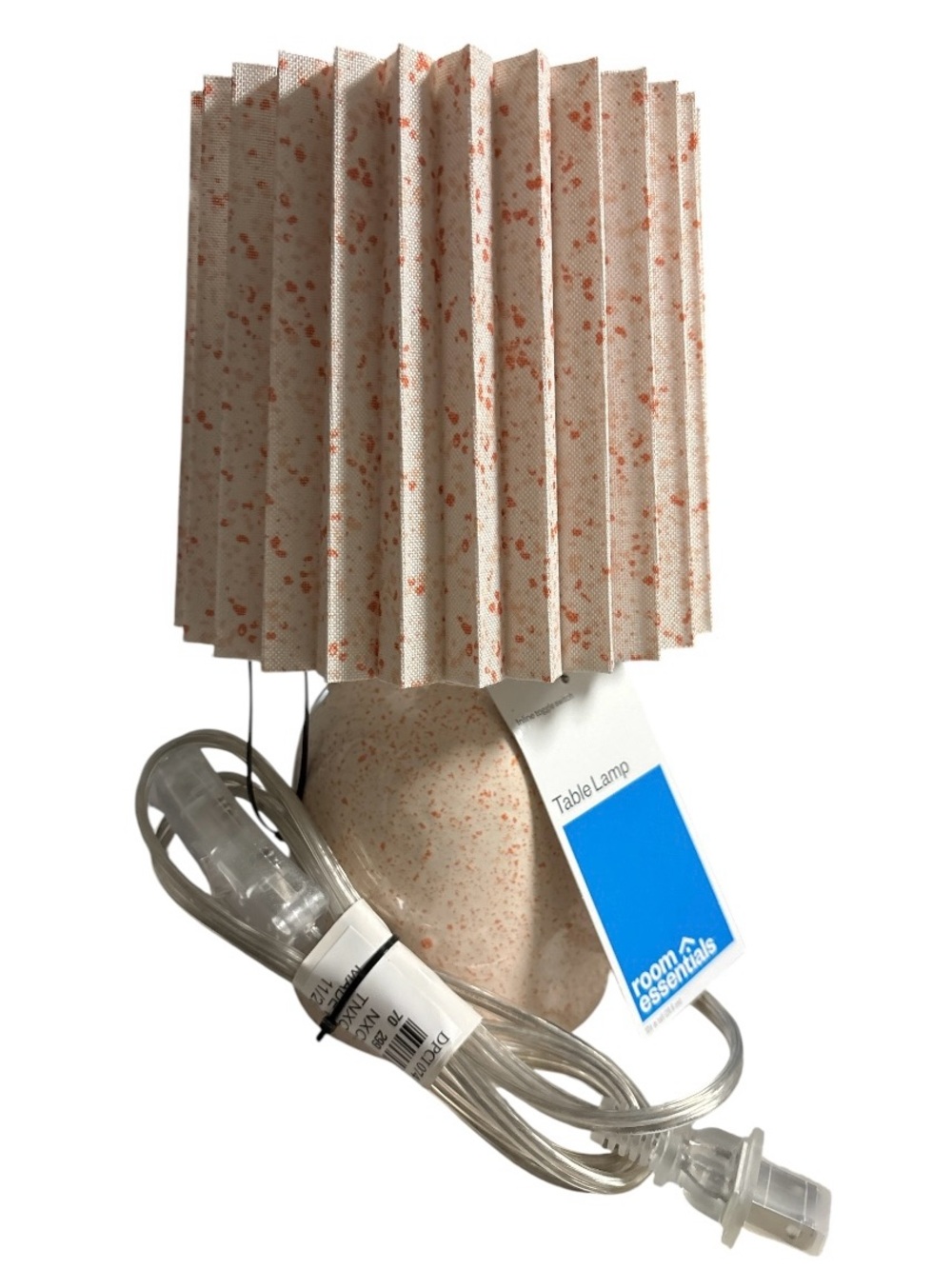 Speckled Peachy/Pink Ceramic Table Lamp with Pleated Shade